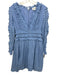 Allison Size S Light Blue Cotton Long Sleeve Crochet Lace V Neck Dress Light Blue / S
