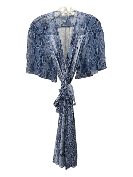 Diane Von Furstenberg Size Small Blue & Light Blue Silk Fabric Block Snake Dress Blue & Light Blue / Small