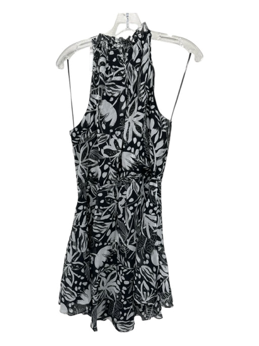 Milly Size 8 Black & White Rayon Blend Chiffon Overlay Floral Sleeveless Dress Black & White / 8