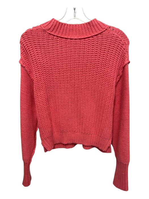 Free People Size XS Salmon Pink Cotton & Acrylic Open Knit seam detail Sweater Salmon Pink / XS