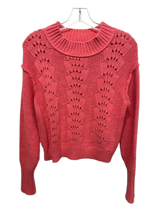 Free People Size XS Salmon Pink Cotton & Acrylic Open Knit seam detail Sweater Salmon Pink / XS