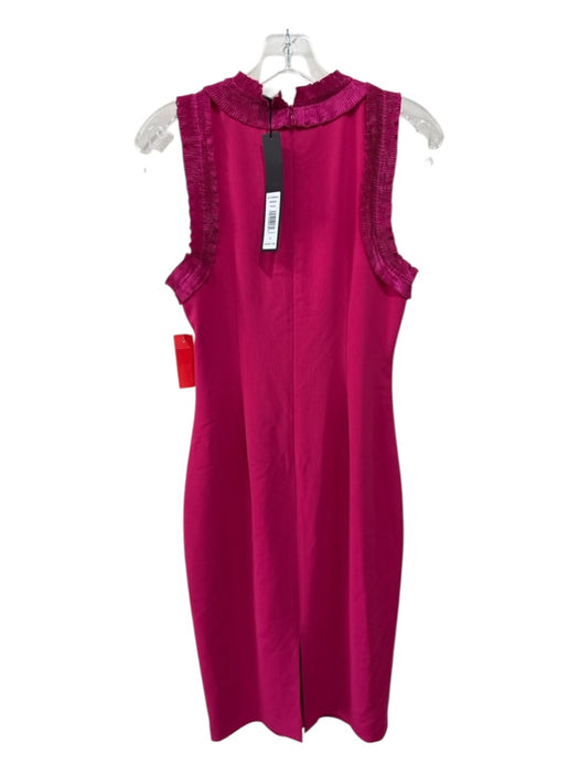 Badgley Mischka Size 6 Fuscia Pink Polyester Back Zip Ruffle Trim Back Zip Dress Fuscia Pink / 6