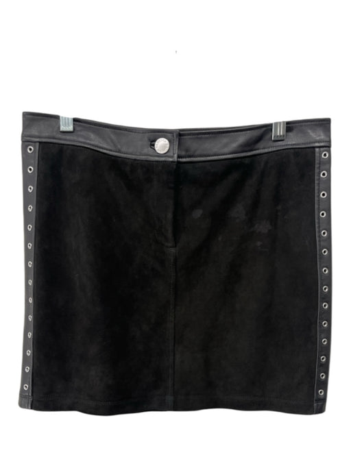Rebecca Minkoff Size 8 Black Suede & Leather Grommet Detail SHW Skirt Black / 8