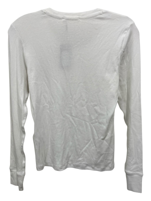 Rag & Bone Size S White Cotton Half Button Ribbed Long Sleeve Top White / S