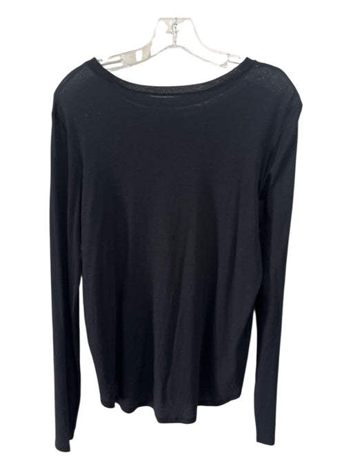 Vince Size M Black Pima Cotton Wide Neck Long Sleeve Top Black / M