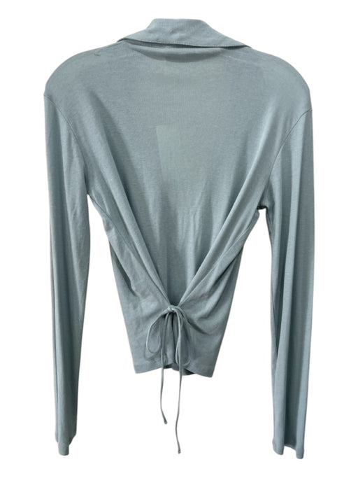 Vince Size M Light Blue Cotton Button Down Collared Tie Detail Long Sleeve Top Light Blue / M