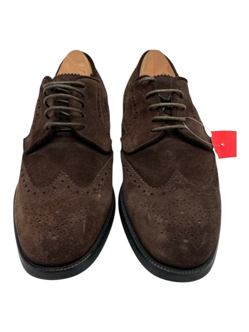 Saks Fifth Ave Shoe Size 10 Like New Dark Brown Suede Solid Wingtip Dress Shoes Dark Brown / 10