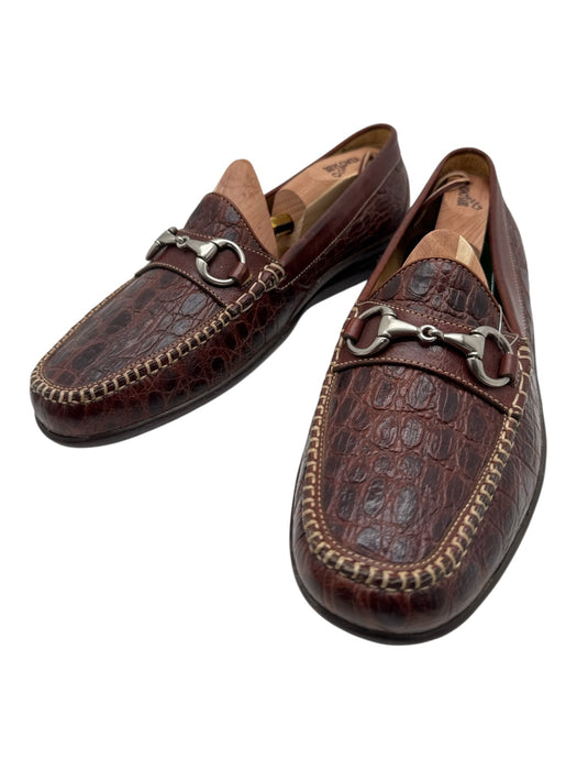 Martin Dingman Shoe Size 11 Brown Leather Embossed loafer Men's Shoes Brown / 11