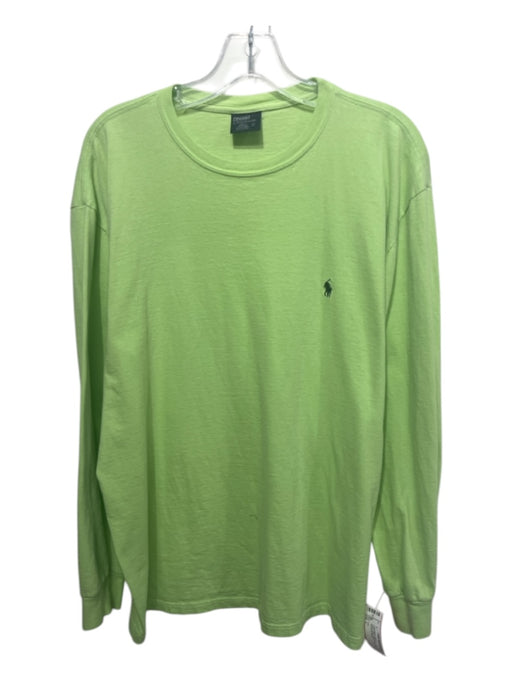 Polo Size L Lime Cotton Solid T shirt Crew Men's Long Sleeve Shirt L