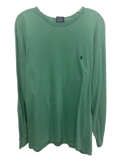 Polo Size L Green Cotton Solid T shirt Crew Men's Long Sleeve Shirt L