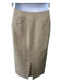 Max Mara Size 6 Beige Linen Burlap Side Zip Below Knee Snap Detail Skirt Beige / 6