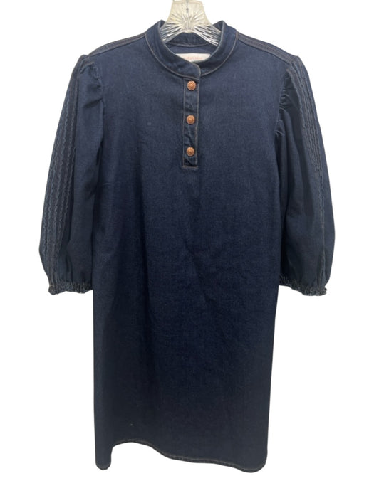 See By Chloe Size 40 Dark Wash Cotton Denim 3 Buttons Knee Length Dress Dark Wash / 40
