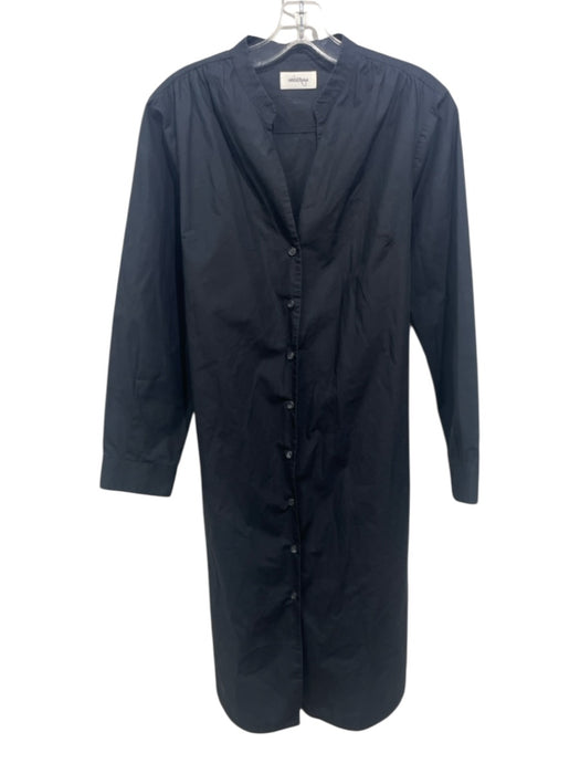Ottod'Ame Size 8 Black Cotton Long Sleeve Button Up Long Sleeve Midi Dress Black / 8