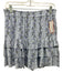 Loveshackfancy Size M Blue & Multi Viscose Floral Elastic Waist Ruffle Skirt Blue & Multi / M