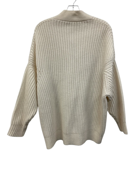 TELA Size M Cream White Wool Ribbed Knit Button Front Cardigan Sweater Cream White / M