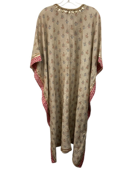 Sama Sitara Size One Size Taupe Beige & Multi Cotton & Silk Floral Kaftan Dress Taupe Beige & Multi / One Size