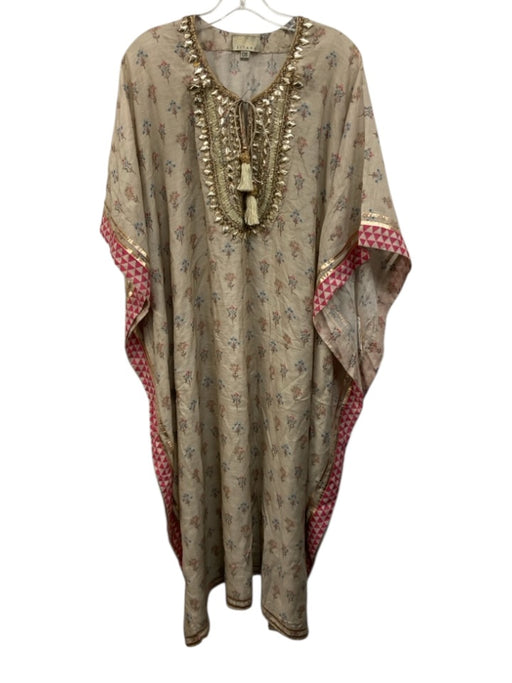 Sama Sitara Size One Size Taupe Beige & Multi Cotton & Silk Floral Kaftan Dress Taupe Beige & Multi / One Size