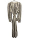 Marie Oliver Size 8 Cream Beige & Black Linen Blend Semi Sheer V Neck Dress Cream Beige & Black / 8