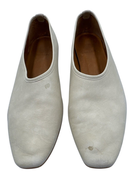 Coclico Shoe Size 38.5 Cream White Leather Upper Pump Chisel Toe Flats Cream White / 38.5