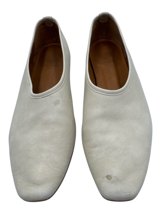 Coclico Shoe Size 38.5 Cream White Leather Upper Pump Chisel Toe Flats Cream White / 38.5