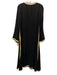 Sancia Size M Black, Beige & Green Cupro Blend Contrast Piping V Neck Dress Black, Beige & Green / M
