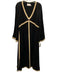 Sancia Size M Black, Beige & Green Cupro Blend Contrast Piping V Neck Dress Black, Beige & Green / M