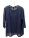 Elaine Kim Size Large Navy Cotton & Acetate Sheer Round Neck Demi Sleeve Set Top Navy / Large