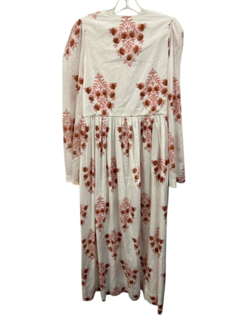 Alix of Bohemia Size M White & Pink Cotton Floral Blocked Print V Neck Dress White & Pink / M