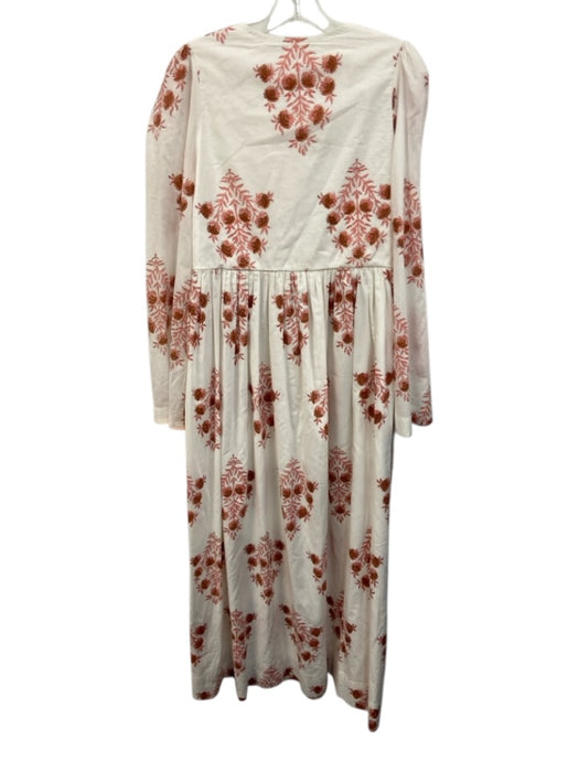 Alix of Bohemia Size M White & Pink Cotton Floral Blocked Print V Neck Dress White & Pink / M