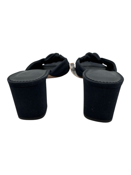 J. Crew Shoe Size 8.5 Black textile upper Grosgrain Knot Slide Block heel Mules Black / 8.5