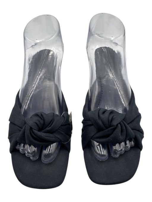 J. Crew Shoe Size 8.5 Black textile upper Grosgrain Knot Slide Block heel Mules Black / 8.5