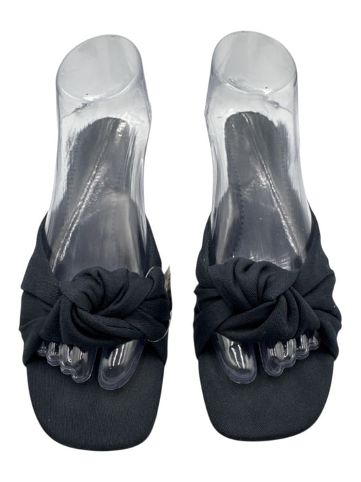 J. Crew Shoe Size 8.5 Black textile upper Grosgrain Knot Slide Block heel Mules Black / 8.5