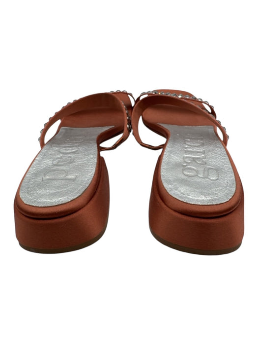 Pedro Garcia Shoe Size 38 Rust Brown Satin Upper Swarovski crystal Mule Sandals Rust Brown / 38