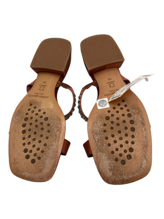 Pedro Garcia Shoe Size 38 Rust Brown Satin Upper Swarovski crystal Mule Sandals Rust Brown / 38