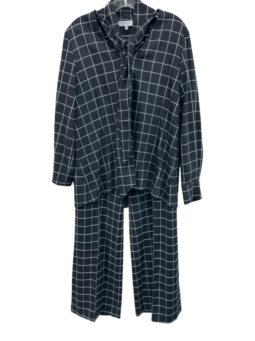 Pearl by Lela Rose Size 10/M Mixed Blues Polyester Blend Grid Pant Set Mixed Blues / 10/M