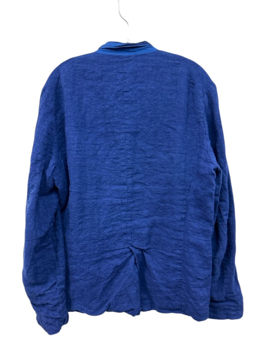 H+ Hannoh Wessel Size S Blue Linen Button Front Flap Pockets Three Button Jacket Blue / S