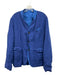 H+ Hannoh Wessel Size S Blue Linen Button Front Flap Pockets Three Button Jacket Blue / S