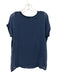 Elaine Kim Size S Navy Blue Silk Blend Sheer Overlay Short Sleeve Layered Top Navy Blue / S