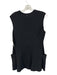 Tibi Size 8 Black Wool Sleeveless Frayed Edge V Neck Paneled Top Black / 8