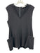 Tibi Size 8 Black Wool Sleeveless Frayed Edge V Neck Paneled Top Black / 8