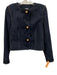 Cinq a Sept Size L Dark Wash Cotton Denim Snap Button Front Bow Detail Jacket Dark Wash / L