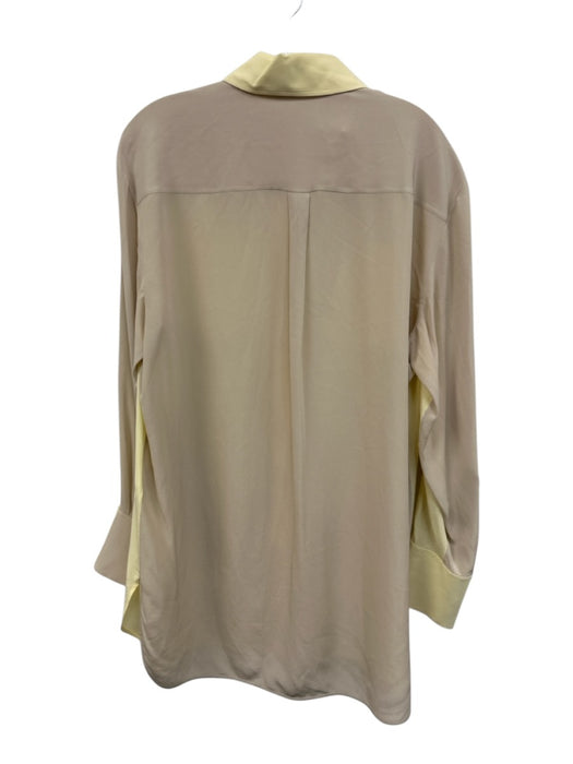 Givenchy Size 40 Yellow & Beige Silk Long Sleeve Button Up Color Block Top Yellow & Beige / 40