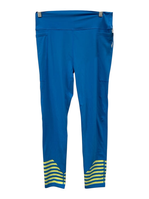 Addison Bay Size L Blue & Yellow Nylon Blend Elastic Waistband Athletic Leggings Blue & Yellow / L