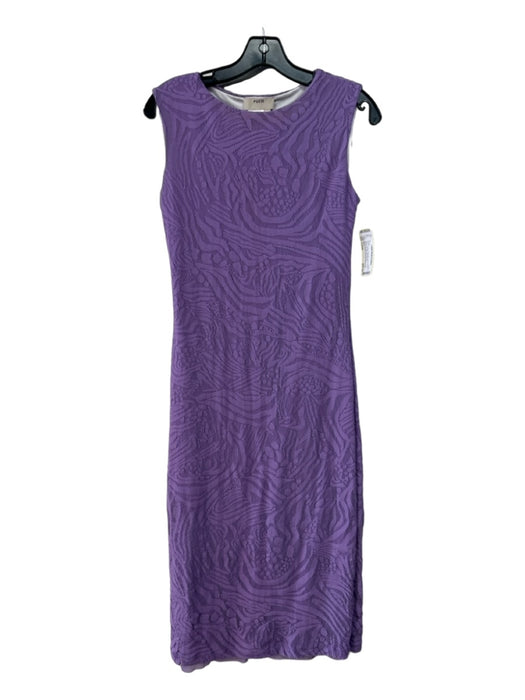 Fuzzi Size Large Purple Polymide Lace Overlay Body Con Midi Dress Purple / Large