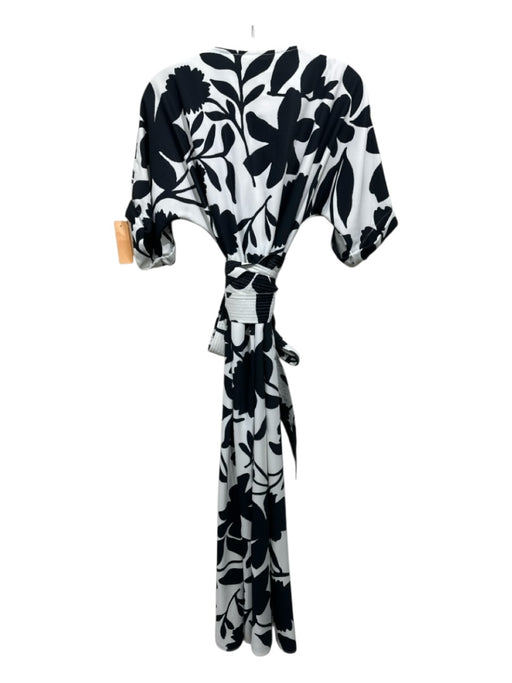 Figue Size M Black & White Polyester Abstract Floral cuffed sleeve Maxi Dress Black & White / M