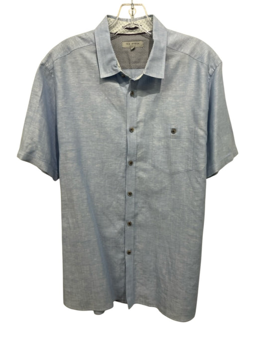 Ted Baker Size 5 Light blue Linen Blend Solid Button Up Button Down Short Sleeve Light blue / 5