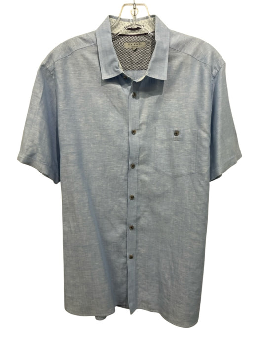 Ted Baker Size 5 Light blue Linen Blend Solid Button Up Button Down Short Sleeve Light blue / 5