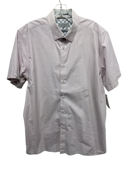 Ted Baker Size 5 Pink & White Cotton Abstract Button up Men's Short Sleeve Pink & White / 5