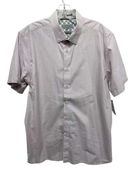 Ted Baker Size 5 Pink & White Cotton Abstract Button up Men's Short Sleeve Pink & White / 5