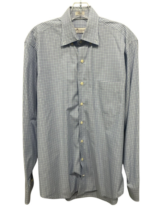 Peter Millar Size M Blue & Pink Cotton Plaid Button up Men's Long Sleeve Shirt Blue & Pink / M